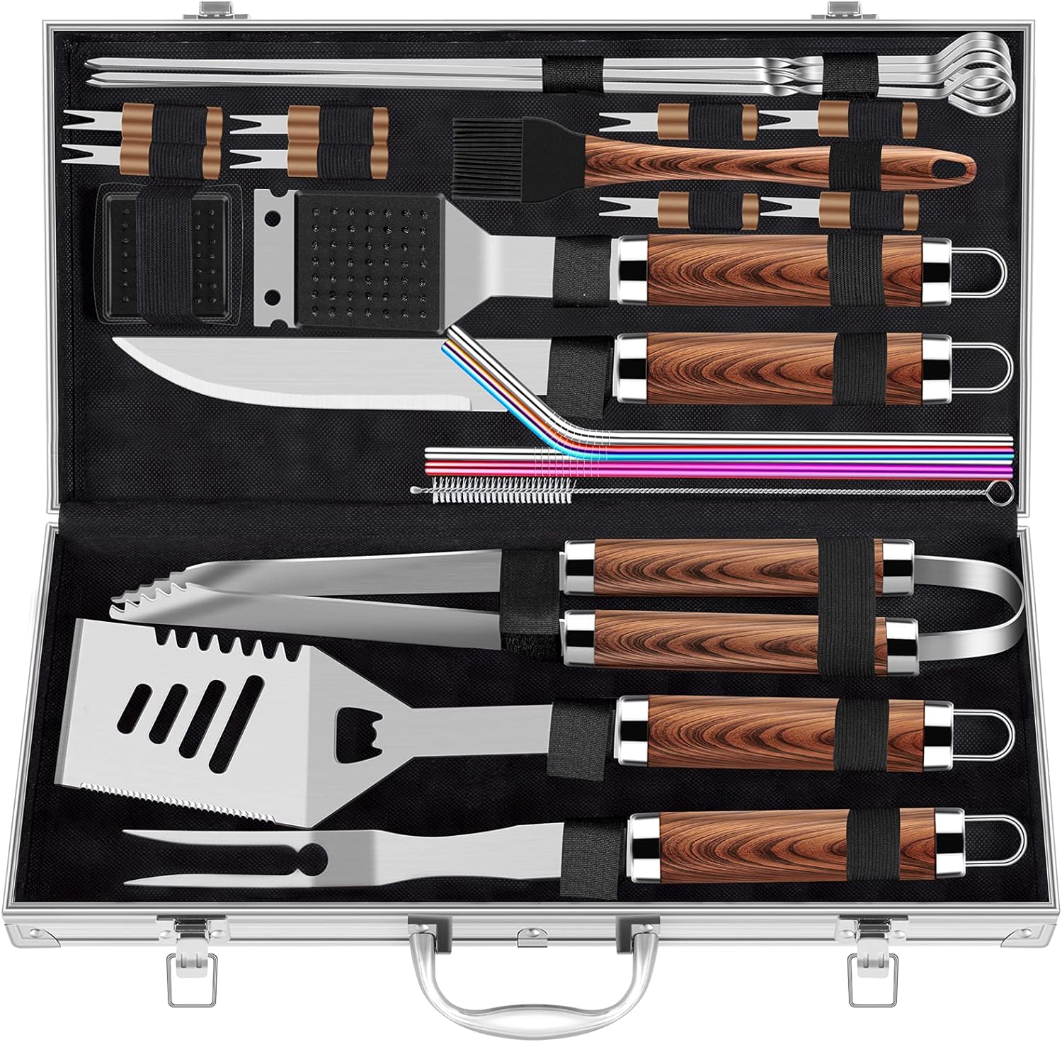 ROMANTICIST 25pcs Extra Thick Stainless Steel Grill Tool Set for Men, Heavy Duty...