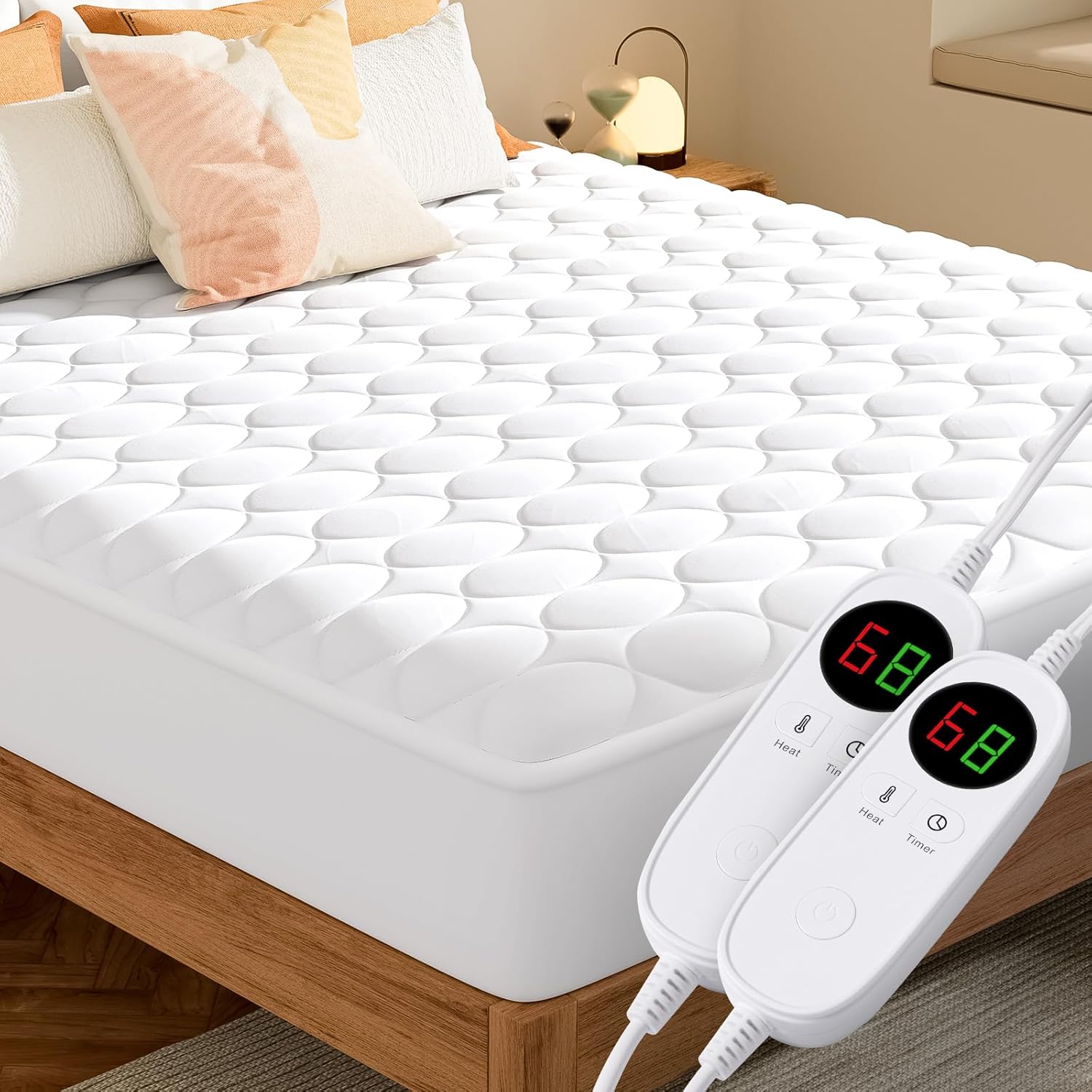 MASVIS Heated Mattress Pad King Size with Dual Control - Quilted Electric Mattre...