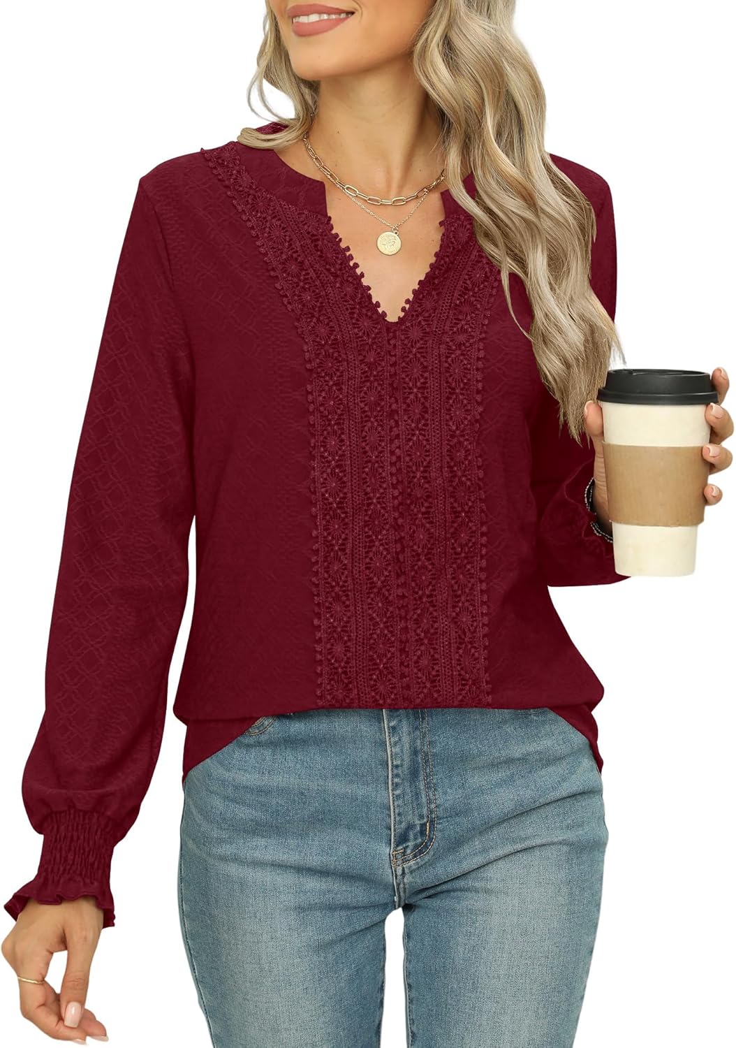 Ivicoer Blouses for Women Dressy Casual Long Sleeve Shirts V Neck Business Tops...