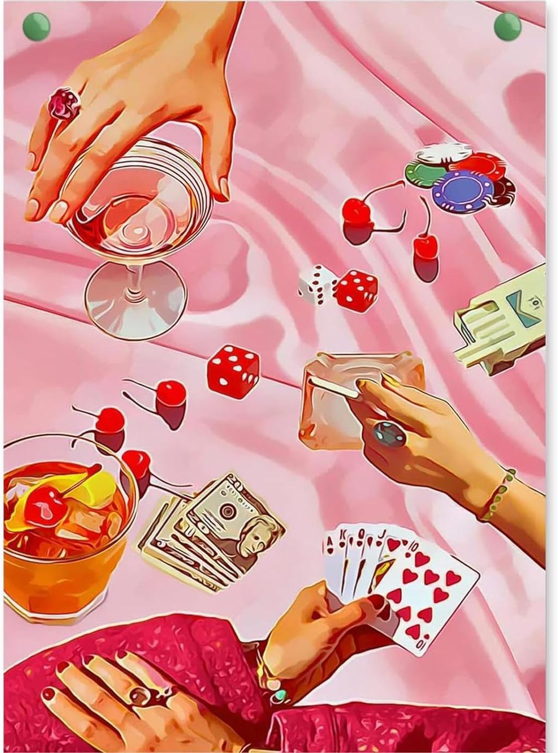 KICHANG Pink Modern Diamond Painting, Unique Diamond Painting Kits, Special 5D D...