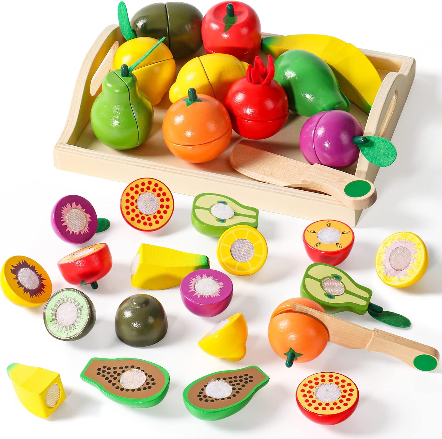 yoptote Wooden Food Toys Play Food Toys for 2 Year Old Boy Girls Play Food Sets...
