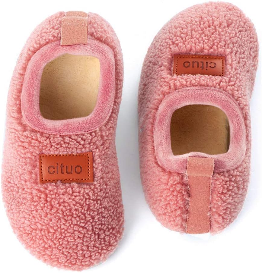 Dream Bridge Kids Sherpa Fleece Slippers with Anti-Slip Sole for Boys Girls 5.5/...