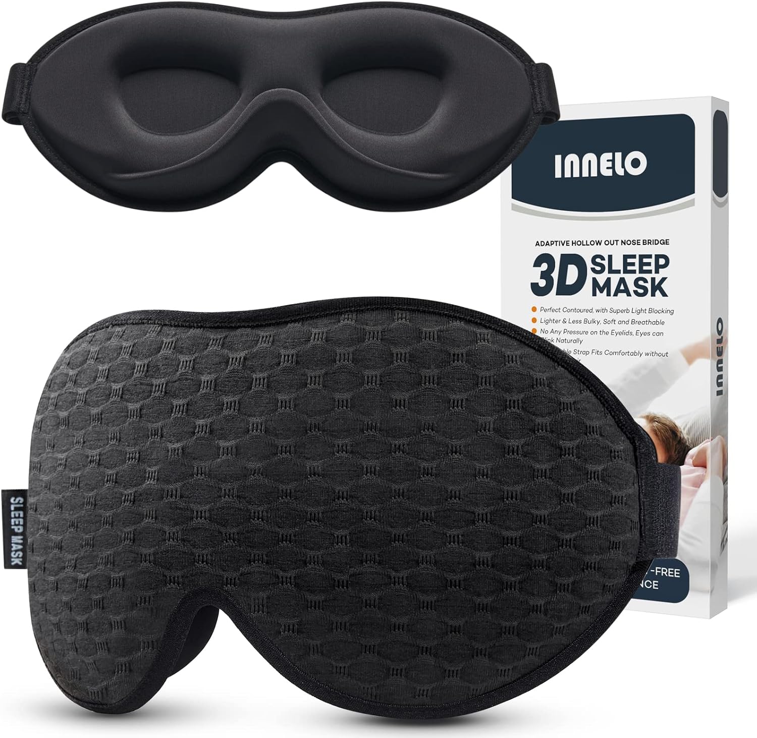 INNELO Sleep Mask, 2024 Soft Comfortable Light Blocking Eye Mask for Sleeping fo...