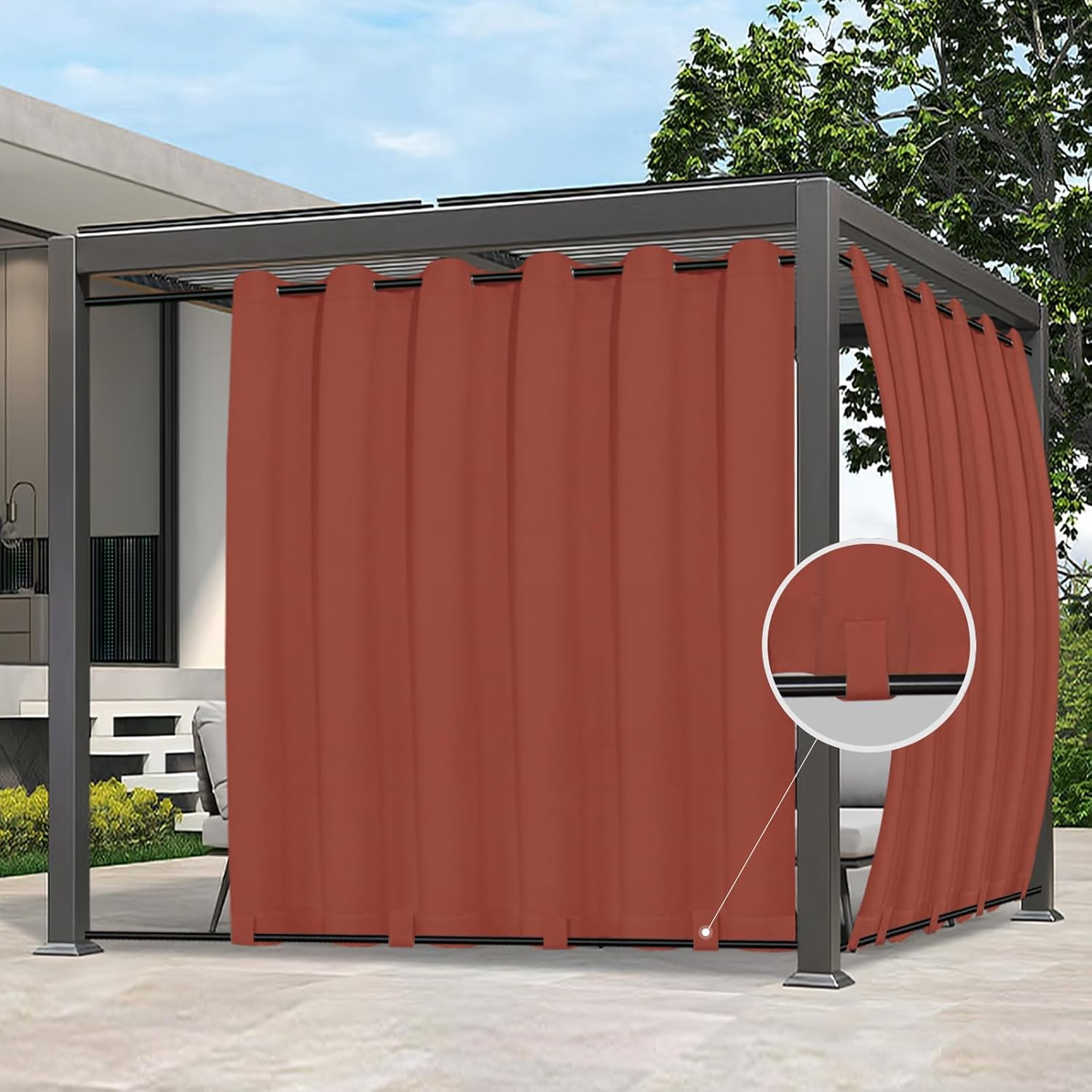 Easy-Going Outdoor Curtains Waterproof Windproof Weatherproof Curtain for Patio,...