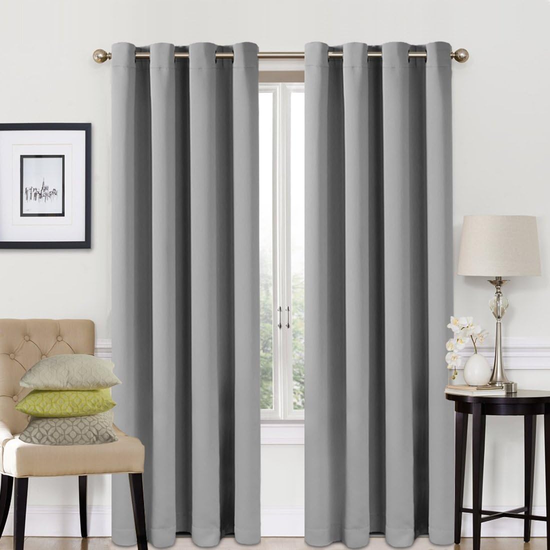 EASELAND Blackout Curtains 2 Panels Set Thermal Insulated Window Treatment Solid...