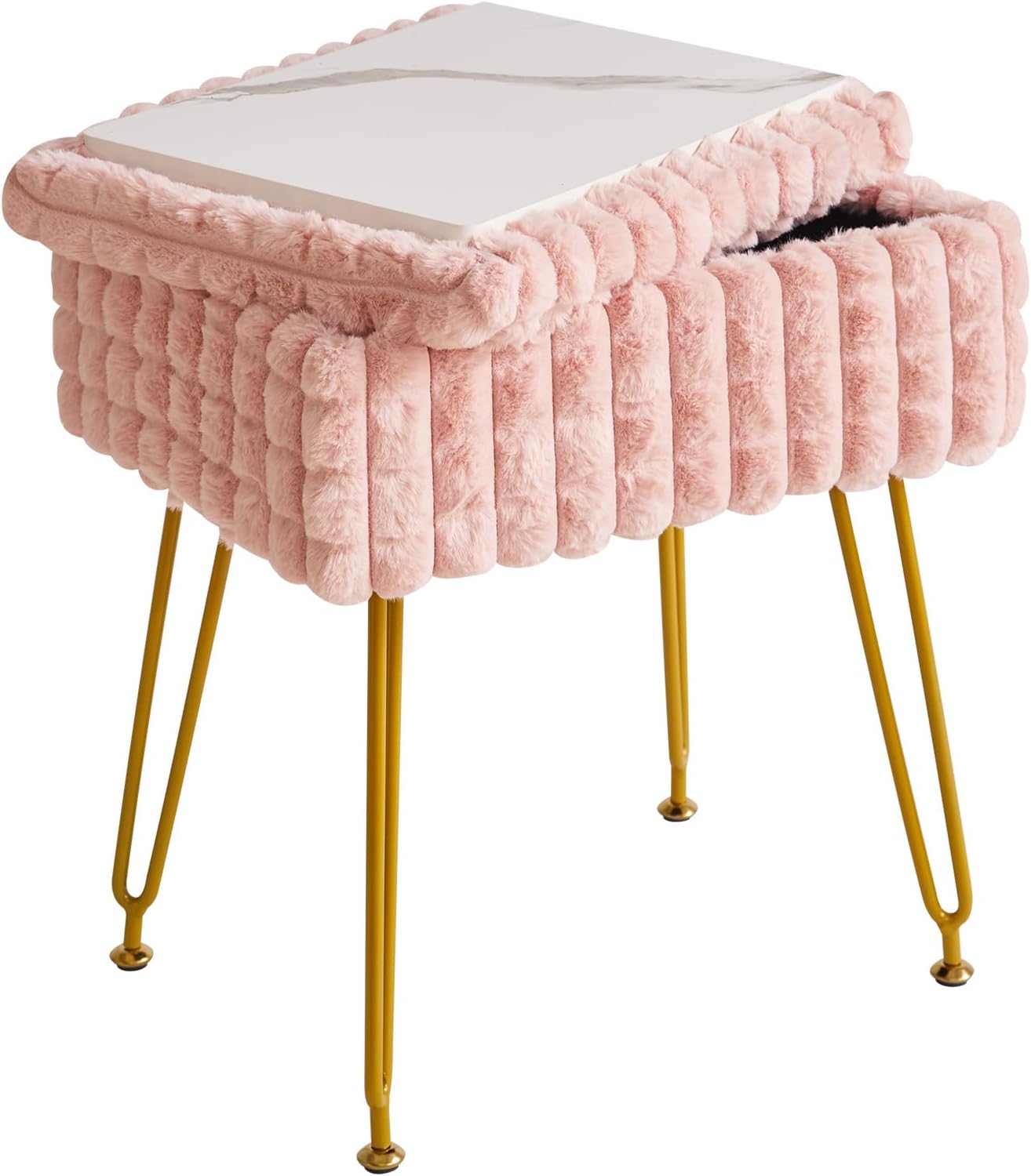 IBUYKE Rectangle Vanity Chair with Storage Space, Footrest Footstool Ottoman, Va...