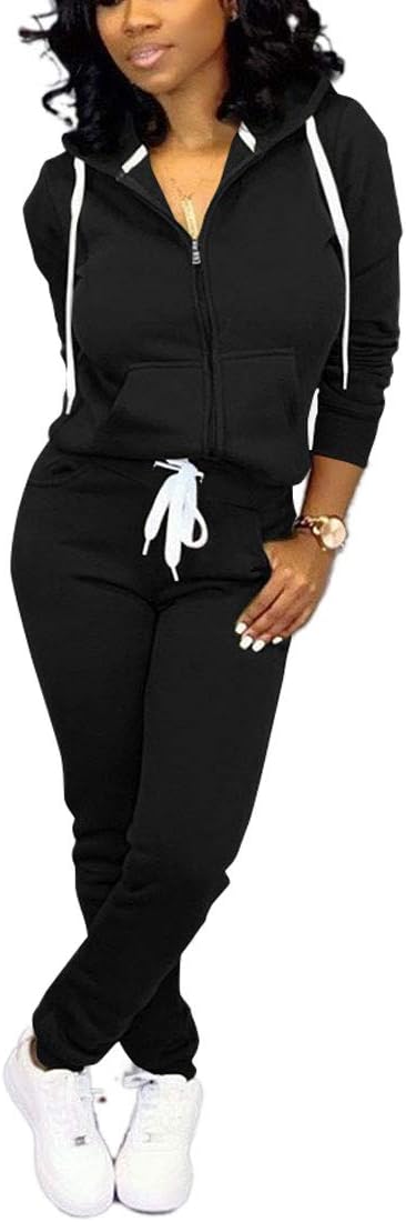 Nimsruc Jogging Suits for Women 2 Piece Casual Medium Balck
