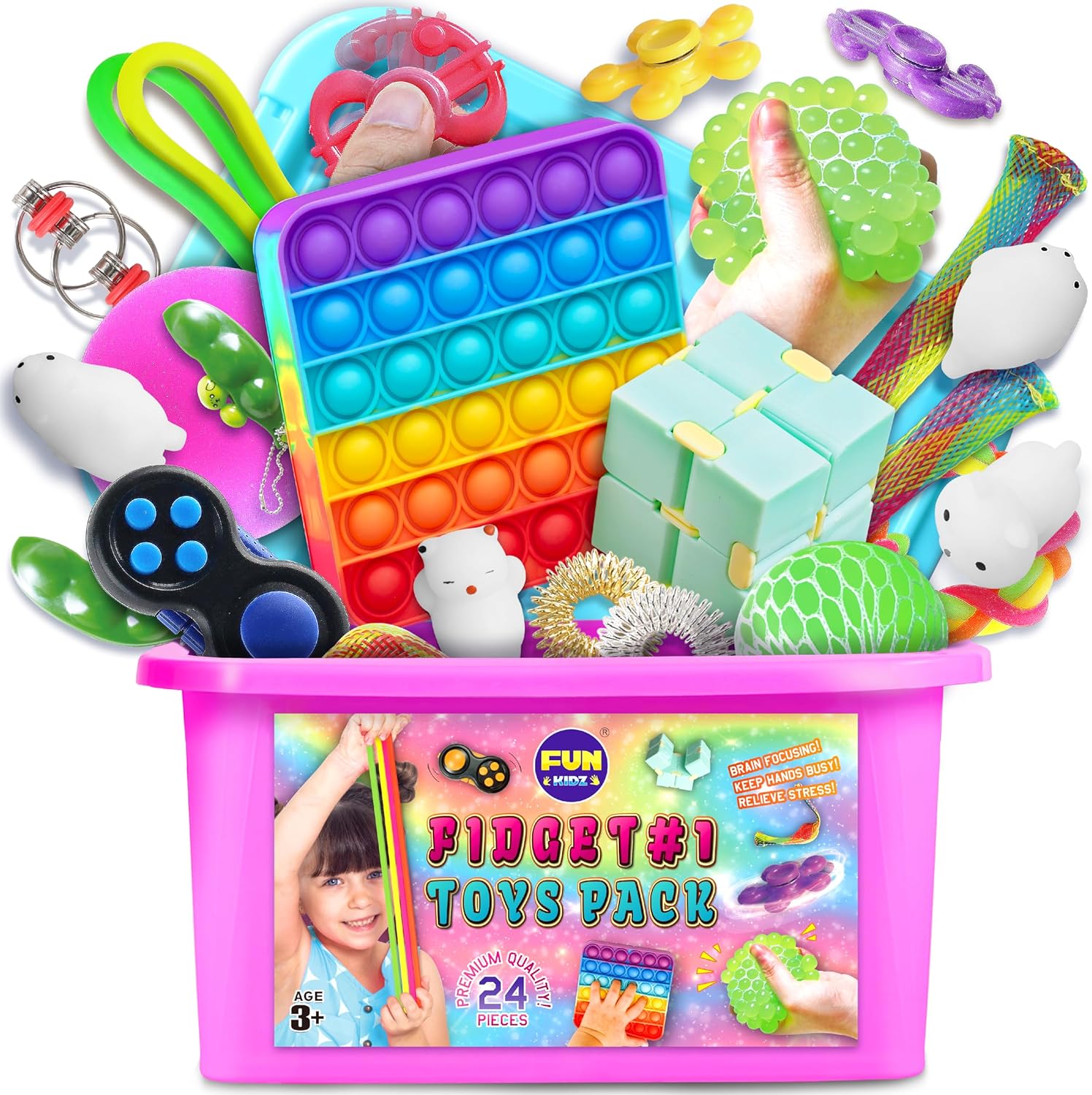Fidget Box for Girls Boys, FunKidz Mystery Sensory Fidget Pack Toys for Stress R...