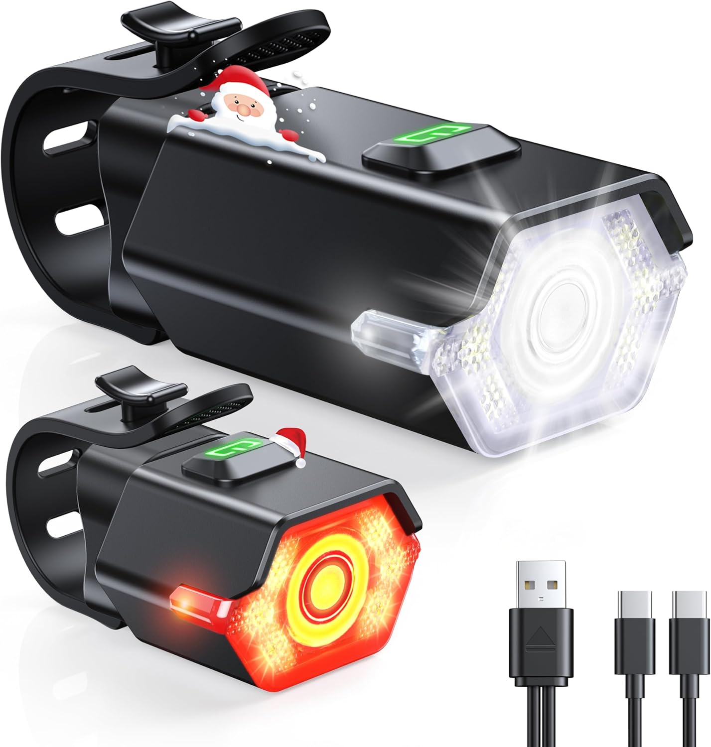 CIRYCASE Bike Lights Front and Back, 3+6 Modes Bicycle Lights with Side Warning...