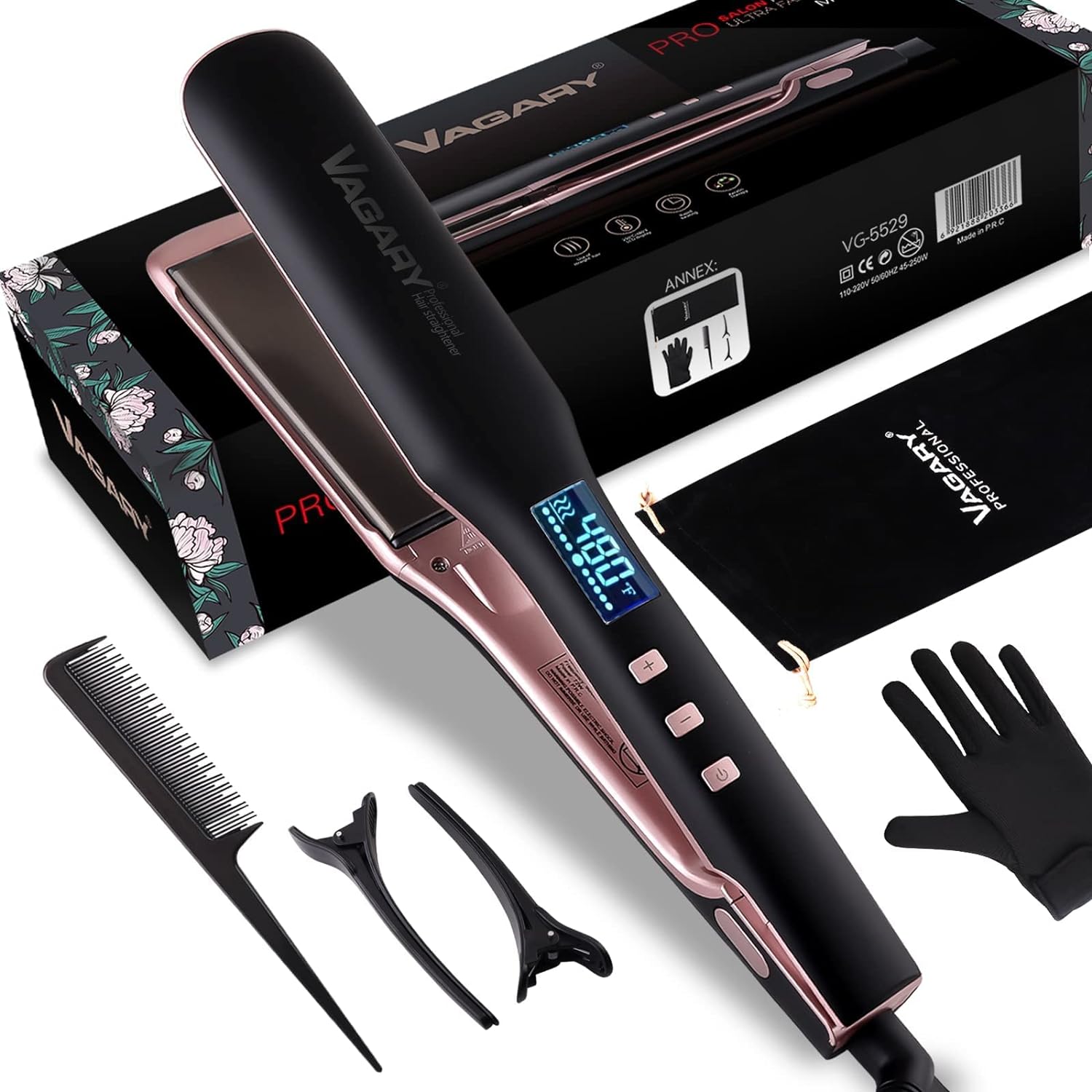 VAGARY Hair Straightener and Curler 2 in 1, Straightening Iron with Anion Hair C...