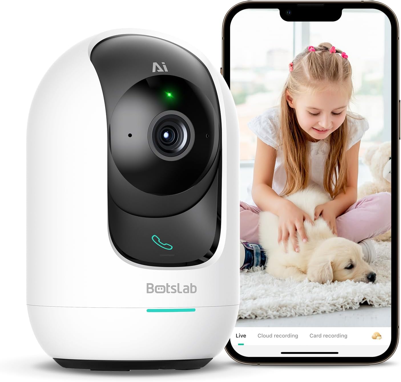 BOTSLAB 3K 5MP WiFi Security Camera Indoor,Dog Camera,Pet Camera with APP,Smart...