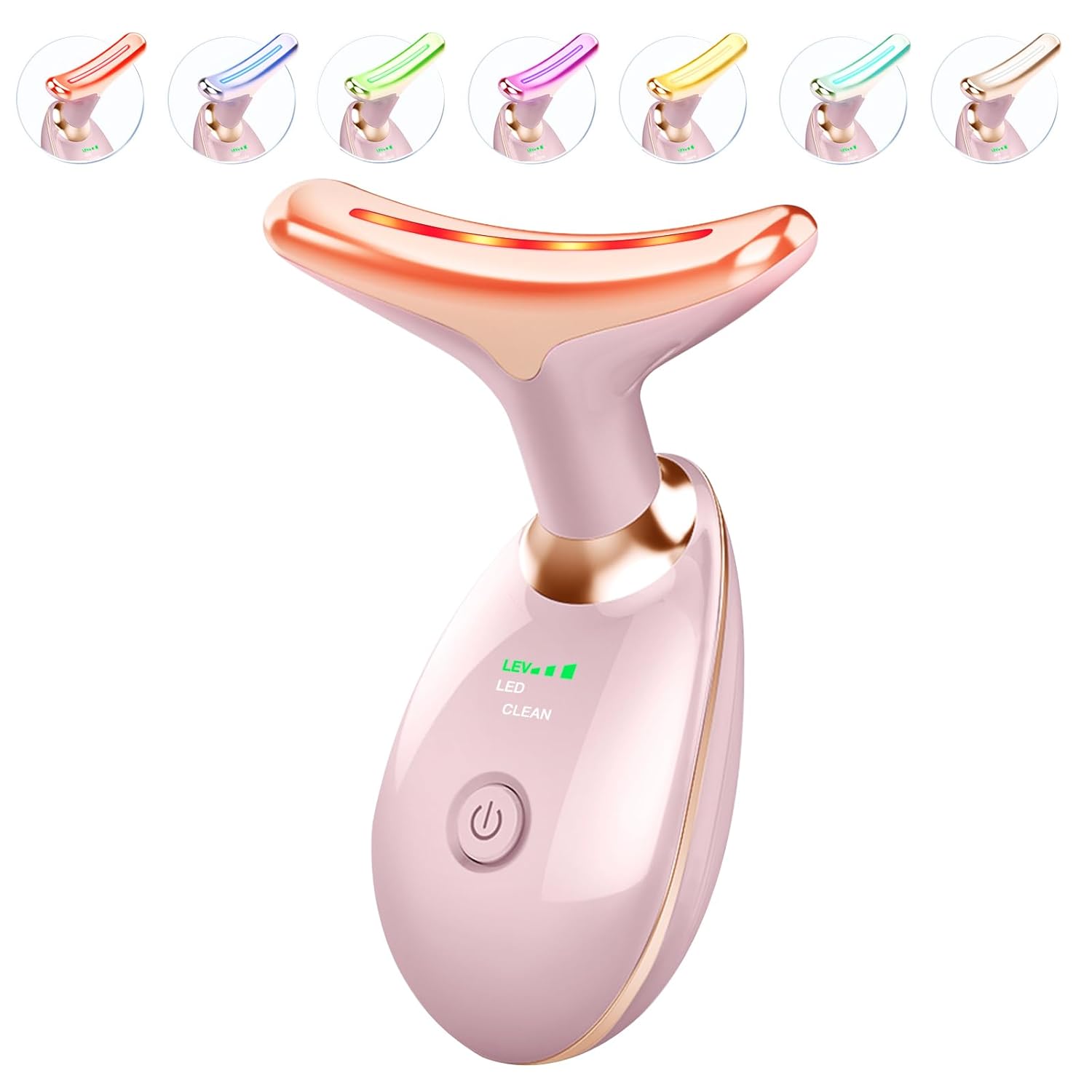 7 Color Light Based Face-Neck-Massager - Facial Massager for Skin Care, Glossy P...