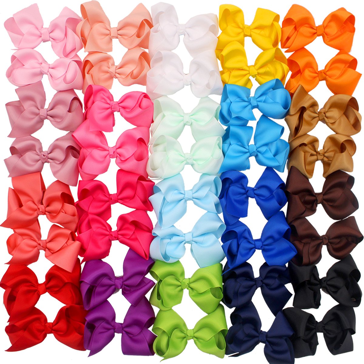 CÉLLOT 40 PCS 4.5 Inch Hair Bows for Girls Grosgrain Ribbon Boutique Hair Bow Al...
