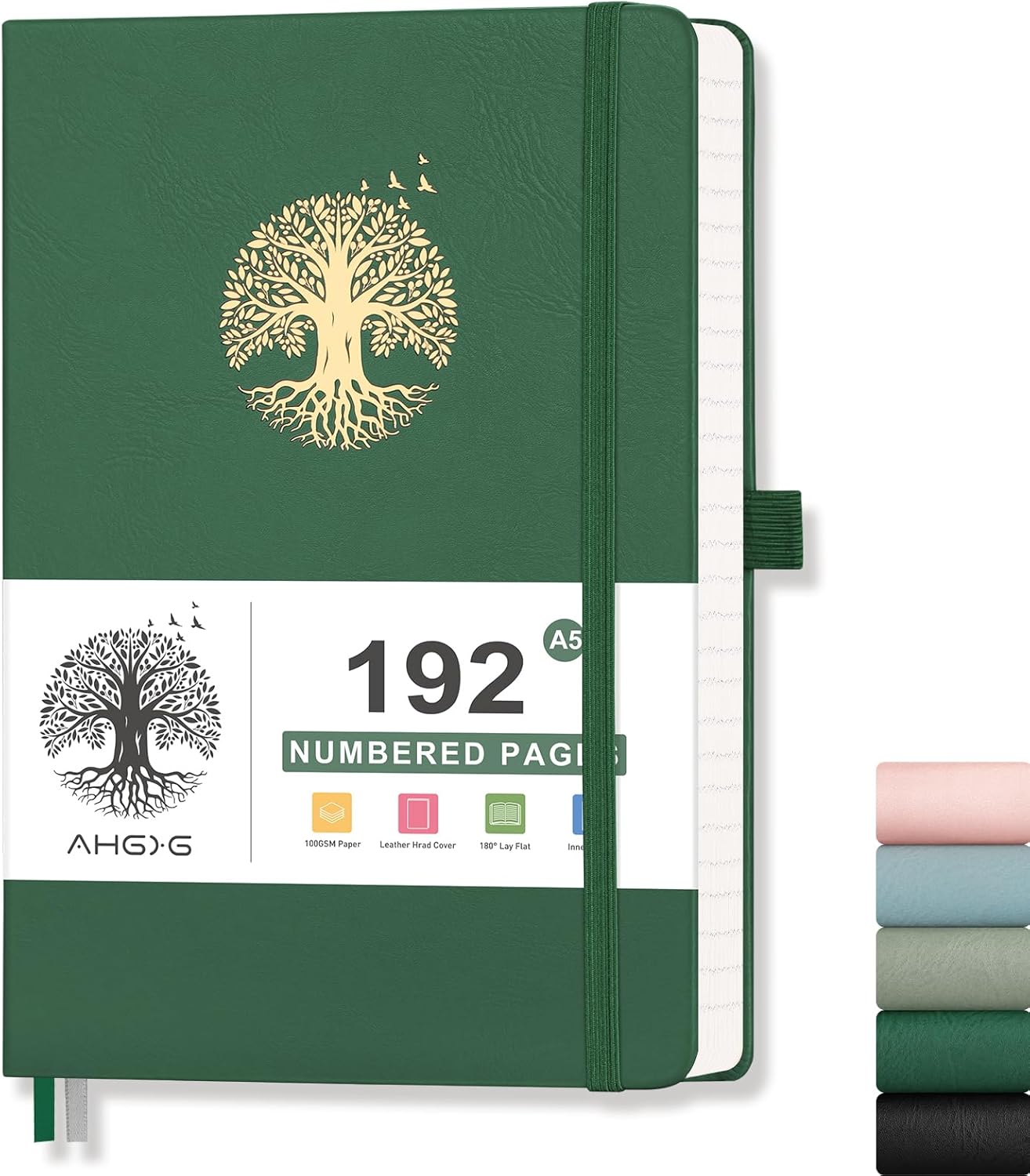 AHGXG Lined Journal Notebook for Women Men, A5 Hardcover Leather Journals for Wr...