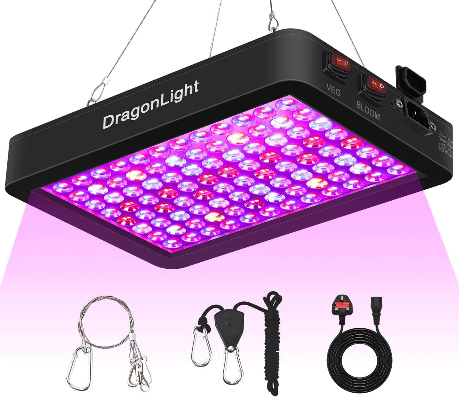 2024 Upgraded BW1000 LED Grow Lights Double Chips Full Spectrum with 3-Metre Cab...