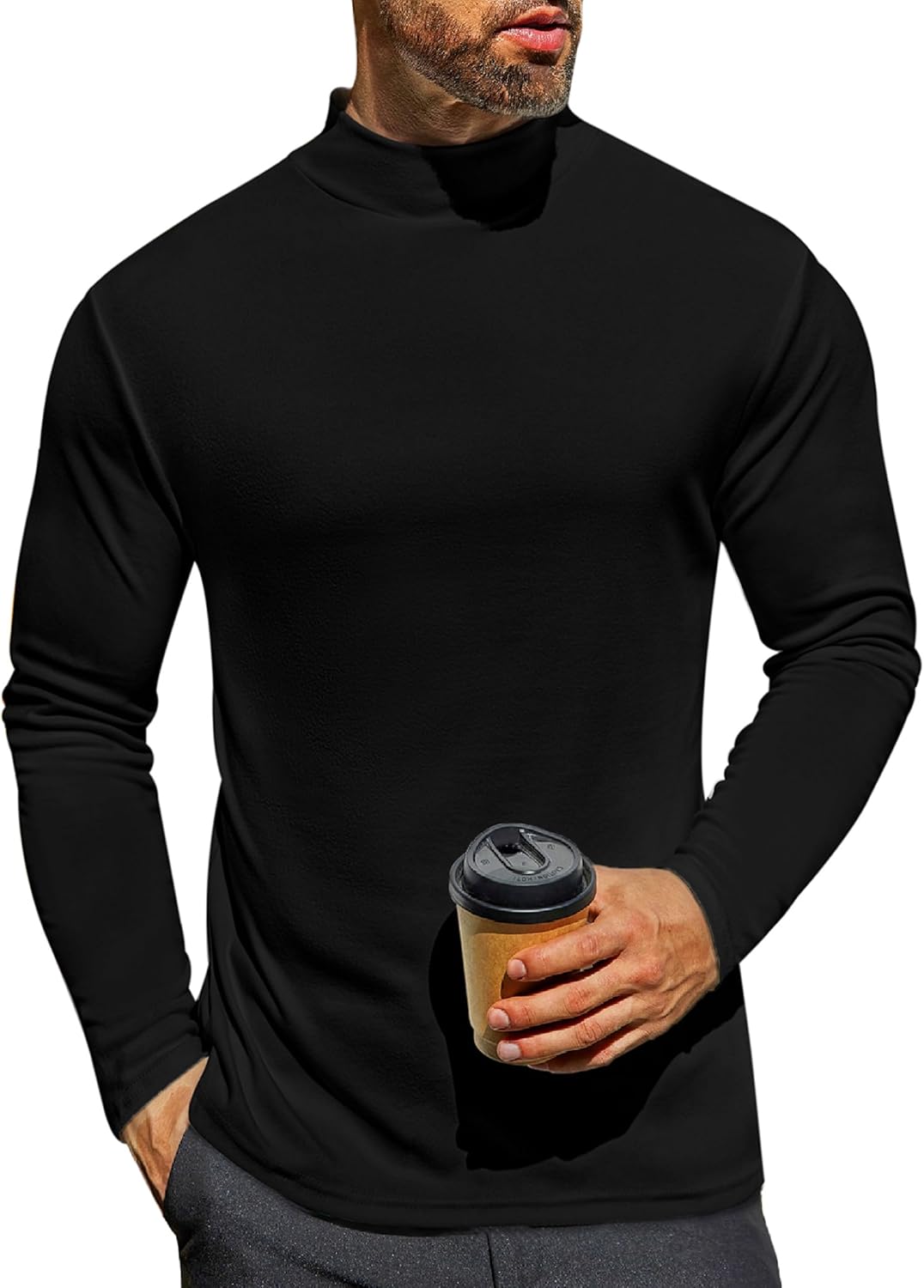 Ekouaer Men's Mock Turtleneck, Special Long Sleeve Turtle Neck Shirt, Lightweigh...