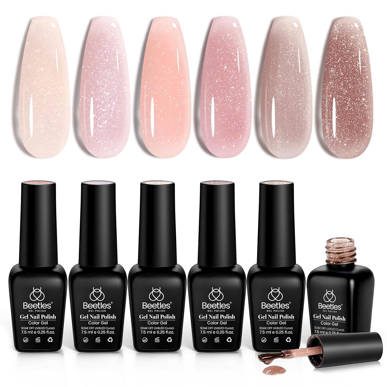 beetles Gel Polish 6 Pcs Jelly Shimmer Giltter Nails Lady with Dreams Collection...