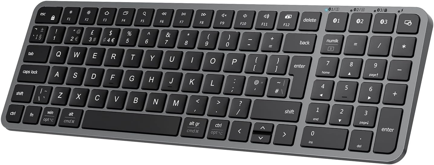 iClever Bluetooth Keyboard,Wireless Keyboard Rechargeable,Multi Device Stable Bl...