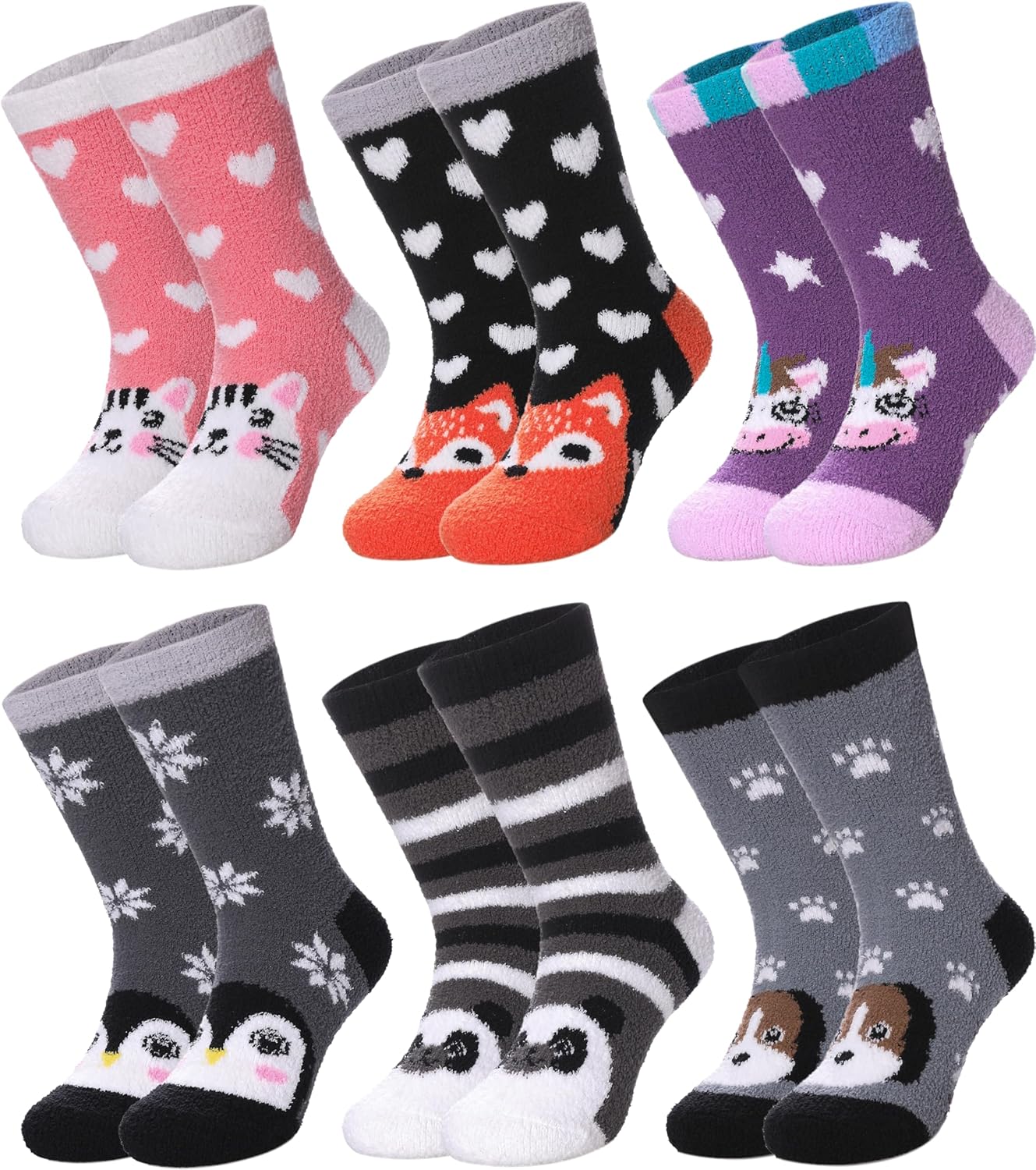 Kids Boys Girls Non Slip Fuzzy Socks Toddlers with Grips Anti-Slip Slipper Socks...