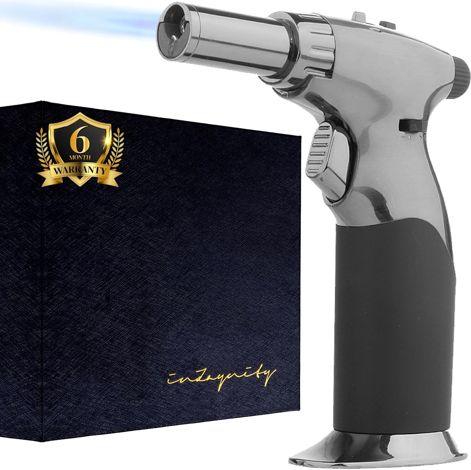 Dual Flame Butane Torch Gun - Refillable Luxury Hand Held Mini Blow Torch for Co...