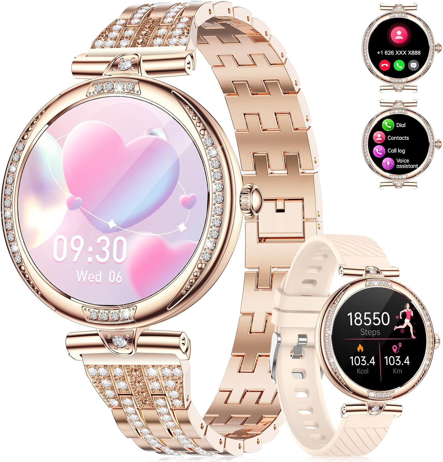 Smart Watches for Women, 1.19" AMOLED Always-on Display Diamond Smart Watch with...