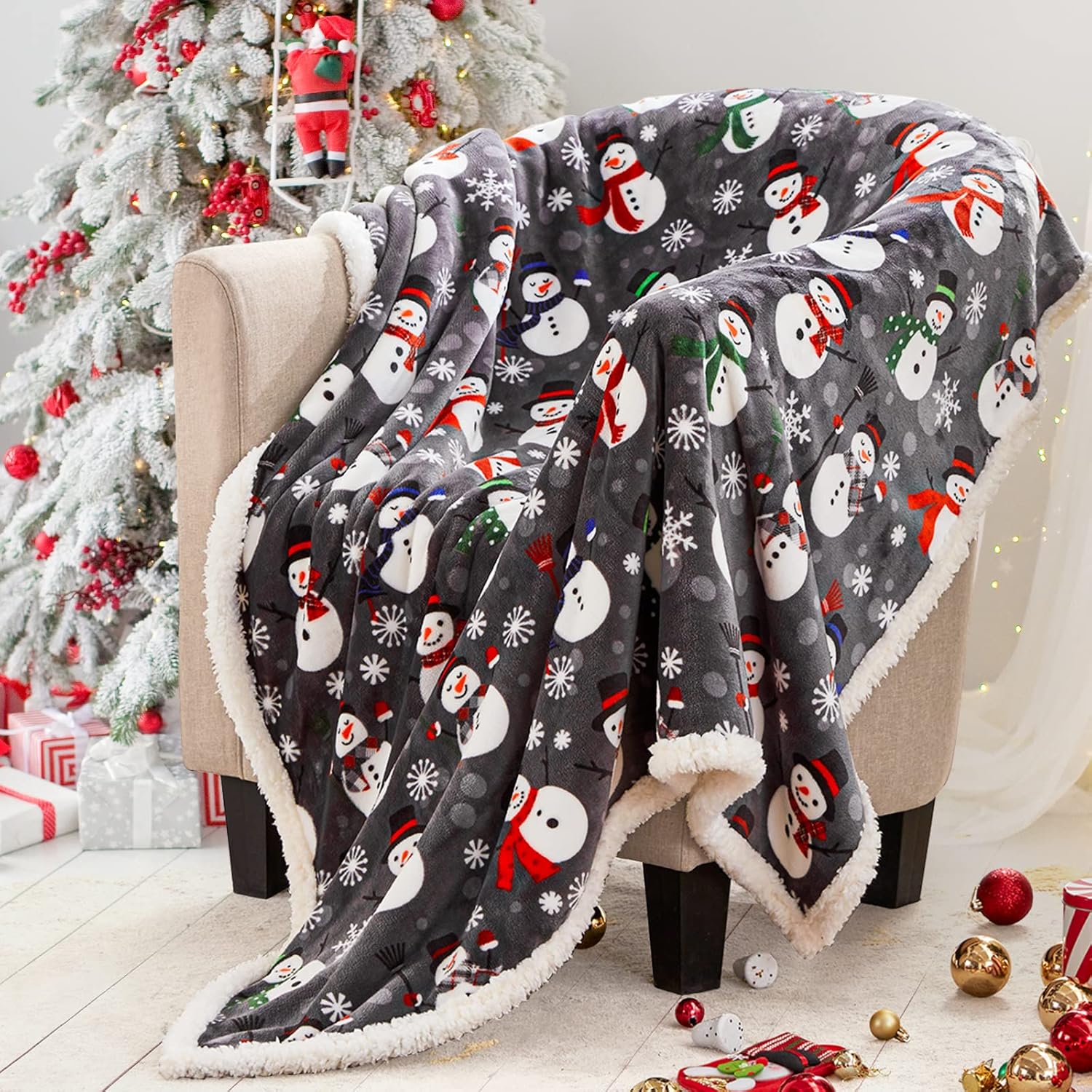 Touchat Sherpa Christmas Throw Blanket, Fuzzy Fluffy Soft Cozy Blanket, Fleece F...
