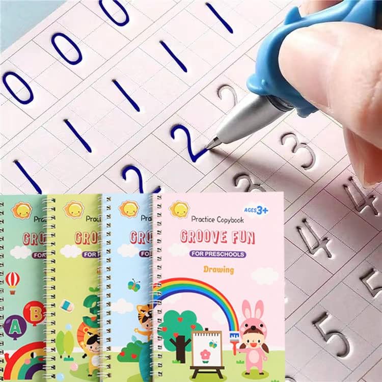 Handwriting Book Practice for Kids,Reusable Grooved Handwriting Books, Writing P...