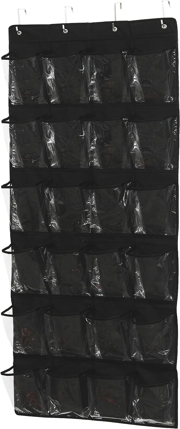 Simple Houseware 24 Pockets Large Clear Pockets Over The Door Hanging Shoe Organ...