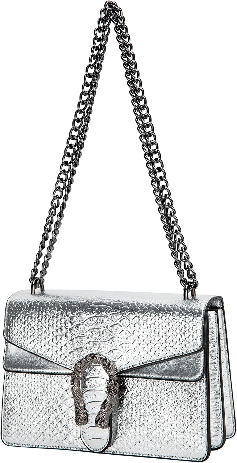 Leather Shoulder Bag Chain Purse for Women - Fashion Crossbody Bags Vintage Snak...