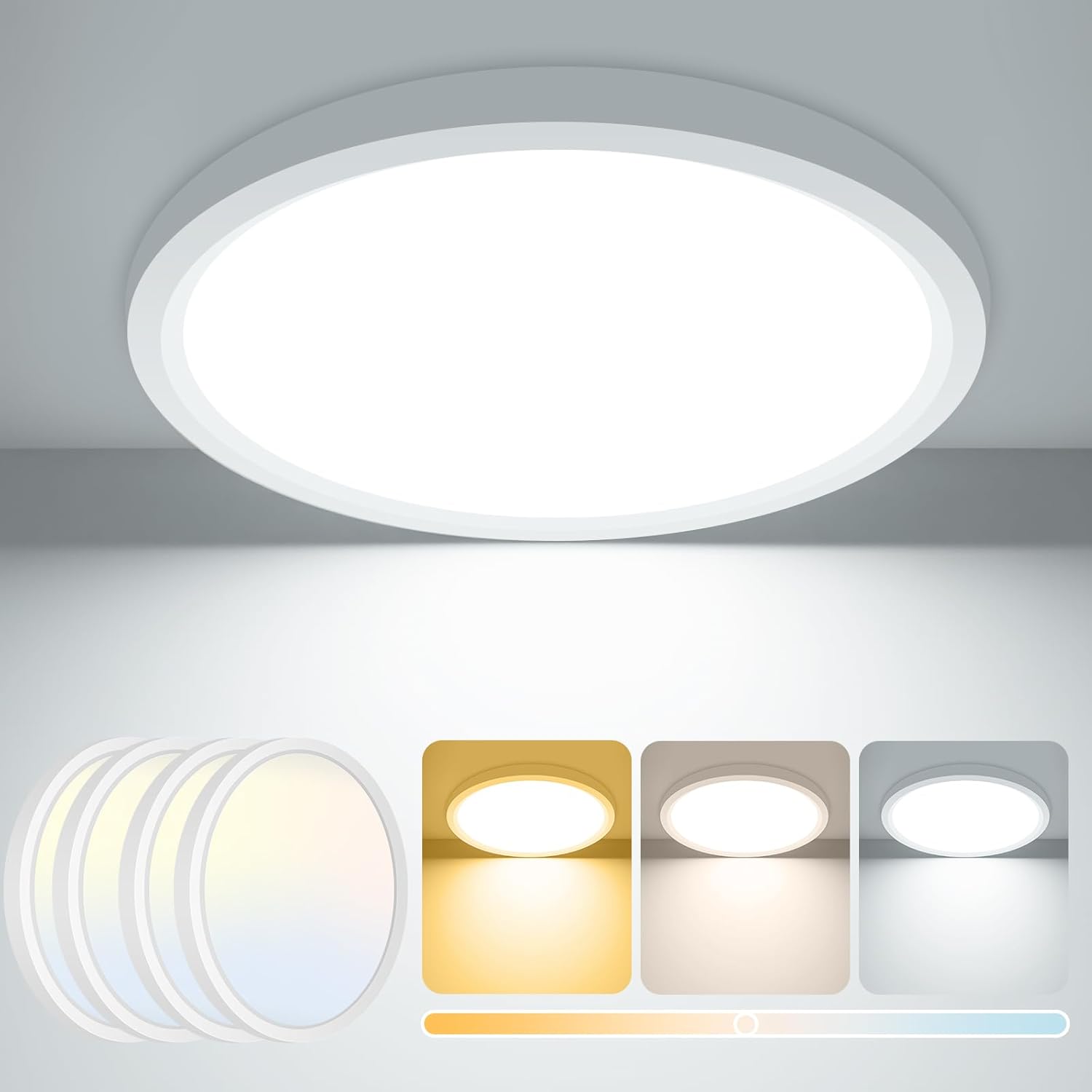 [ 4 Pack] 15W 1800LM LED Ceiling Light, Bathroom Lights Ceiling 3000K/4000K/6500...