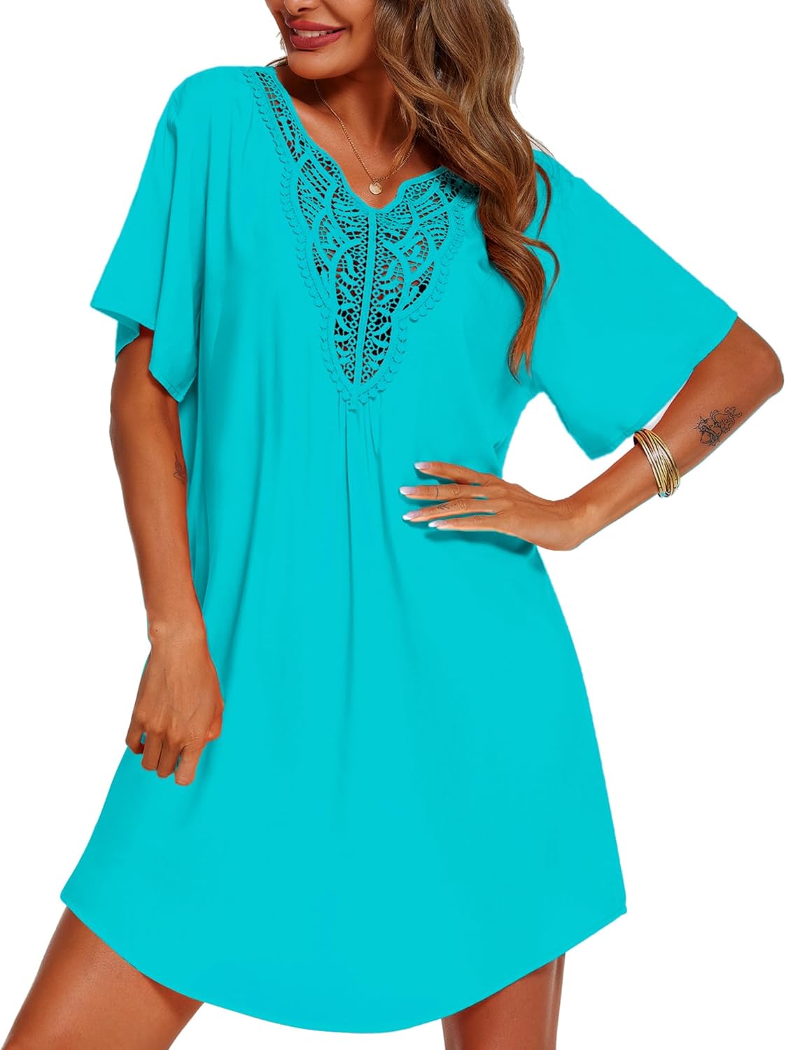 Supnier Womens Bathing Suit Cover Ups Lace Crochet V Neck Summer Beach Swimsuit...