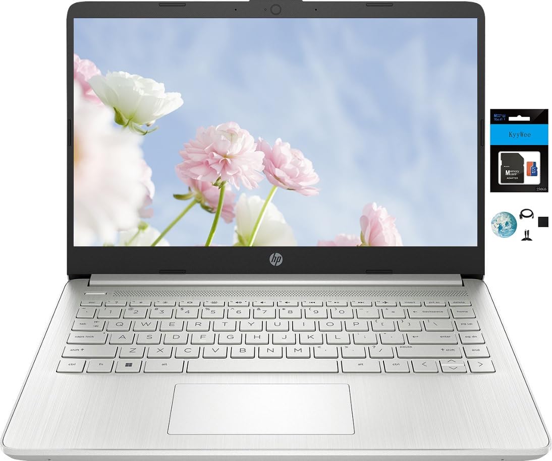 HP 14 Premium HD Portable Laptop Computer Students Business, Quad-Core Intel Cel...