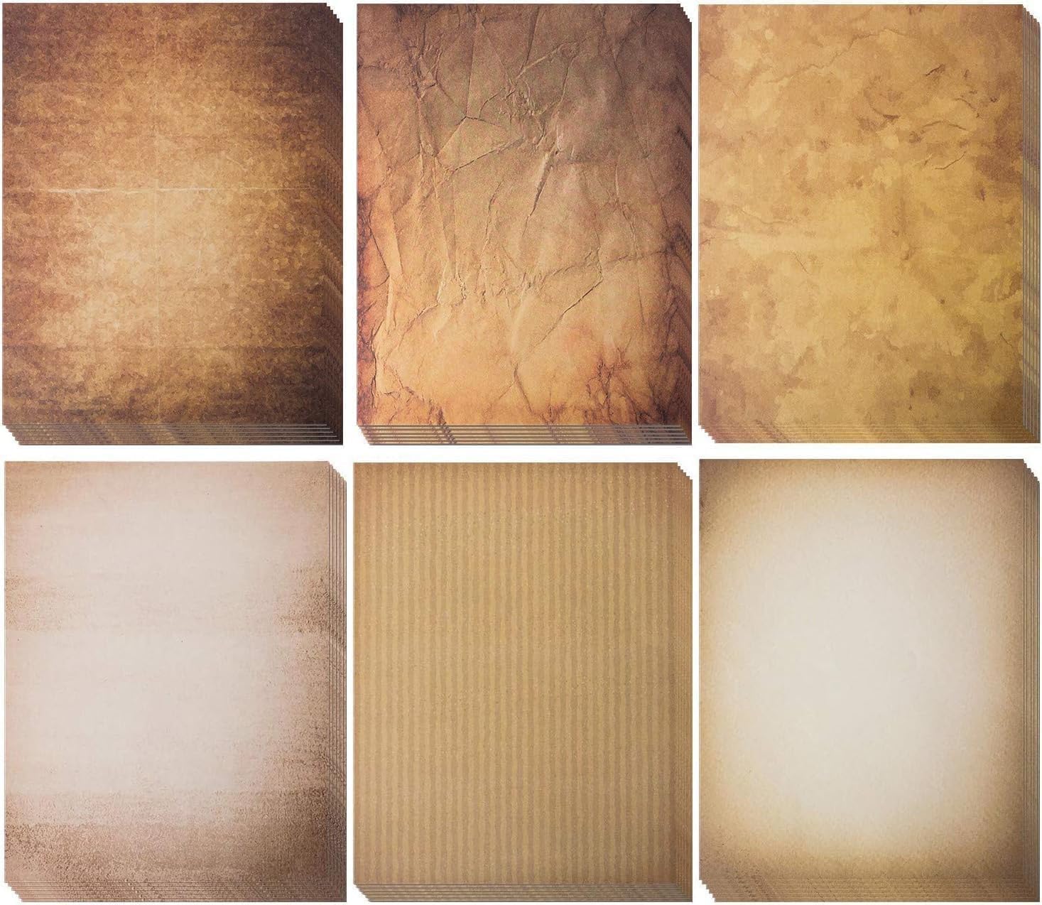 48 Aged Paper -Vintage Letter Papers With Classic Aged Paper Designs- Six Old Lo...