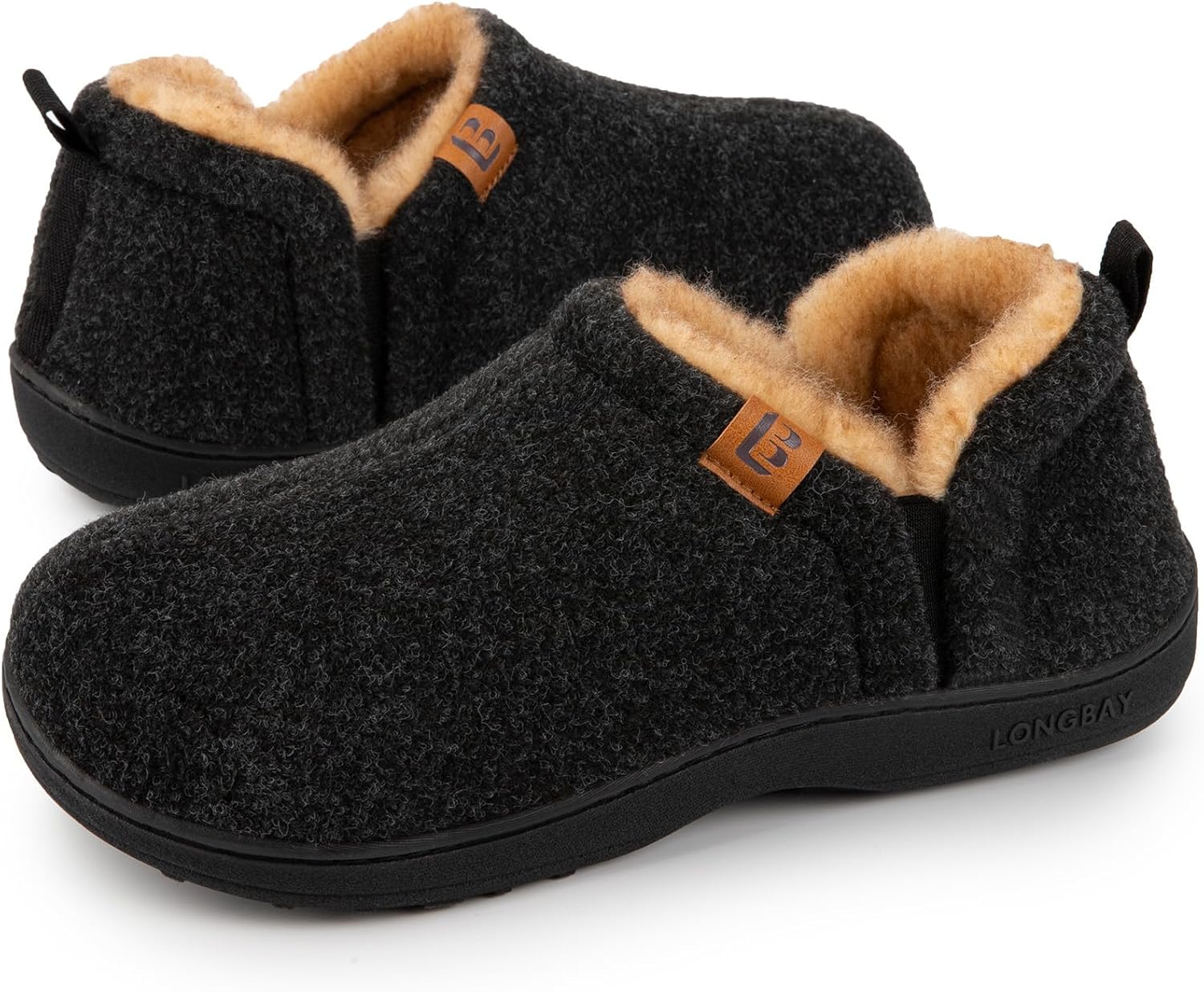 LongBay Men's Warm Memory Foam Slippers Home House Indoor Outdoor Anti-Slip Wint...