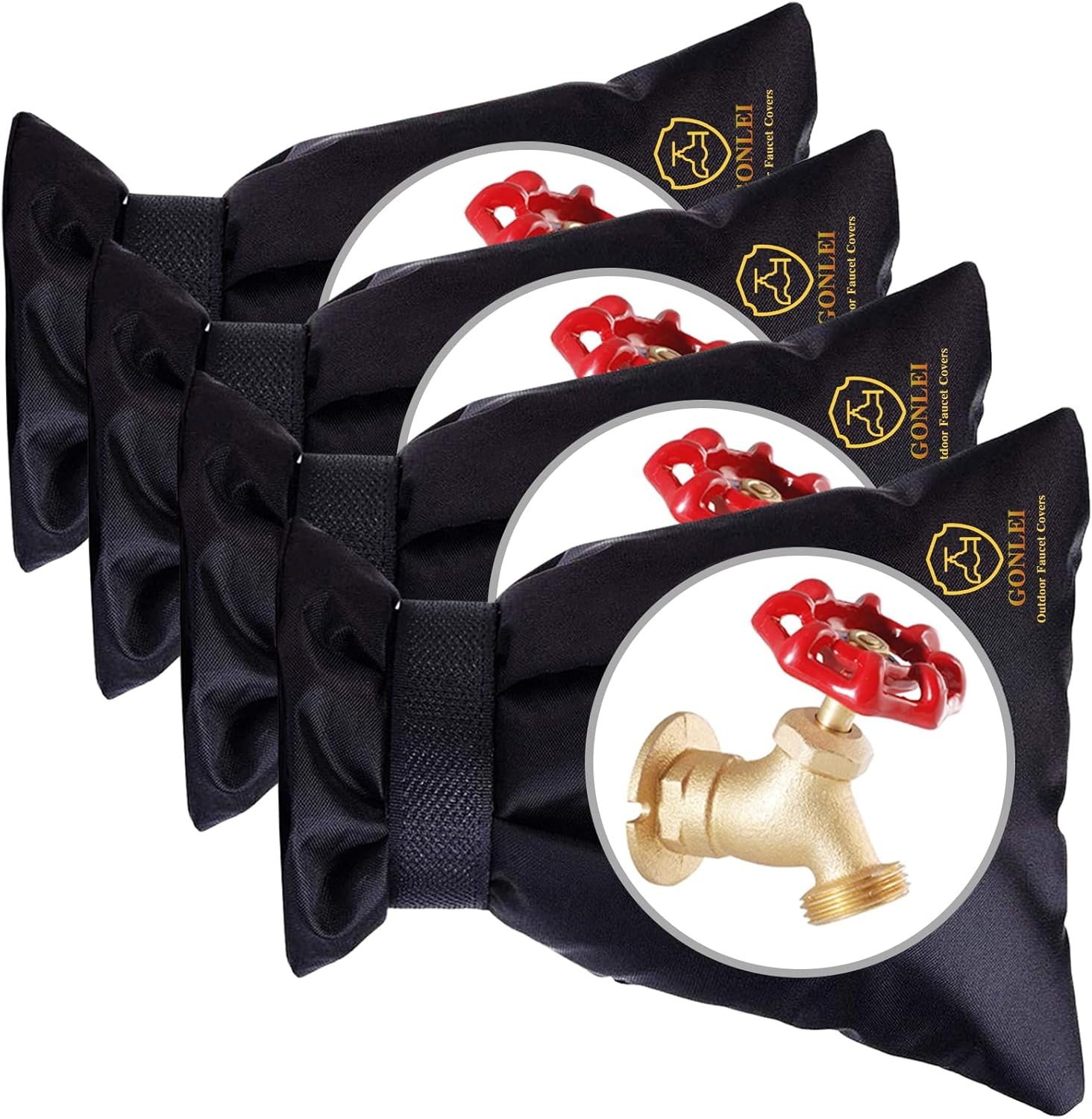 GonLei 4PACK 5.5" W x 7.4" H Winter Faucet Cover Insulated Hose Cover Socks Outd...