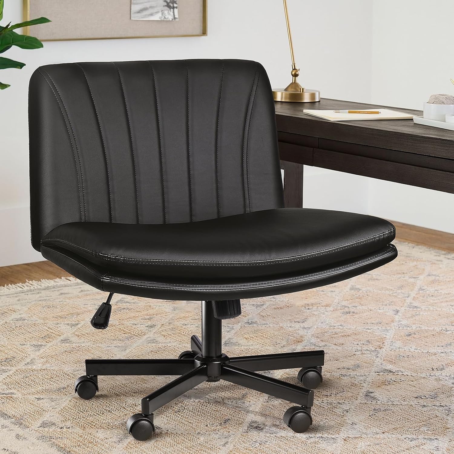 LEMBERI Office Desk Chair, Special Armless Desk Chair With Wheels, Innovative Fa...