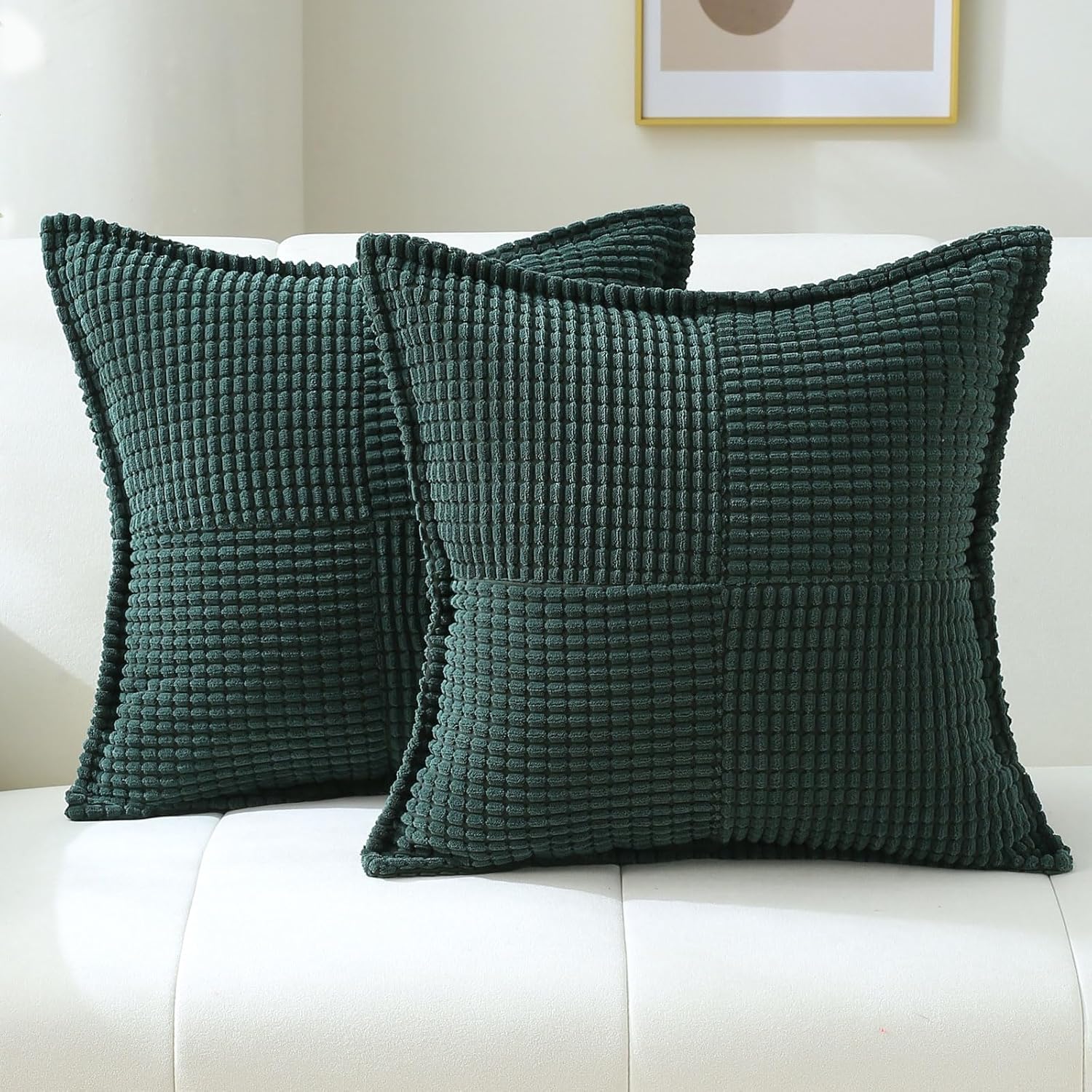 Emerald Green Decorative Throw Pillow Covers 18x18 Inch Set of 2,Square Cushion...