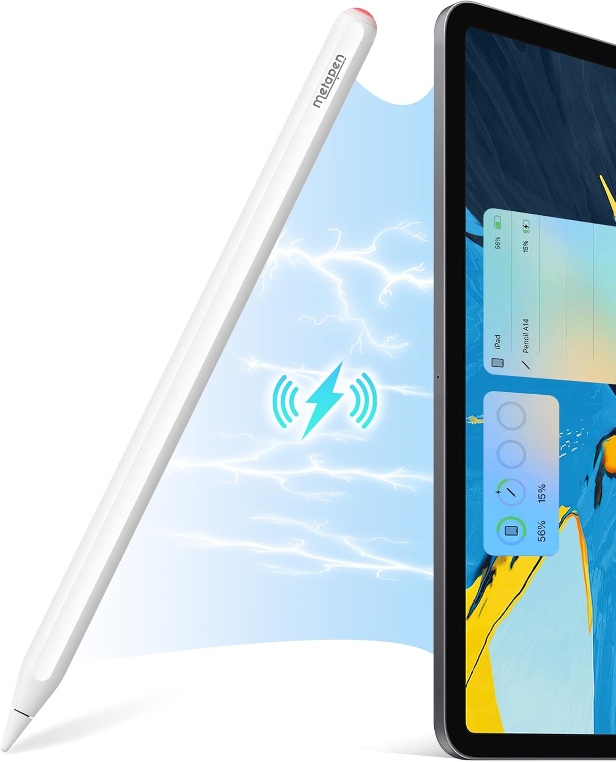Metapen【Wireless Charging】Pencil A14 like iPad Pencil 2nd Gen, Moisture-proof,...