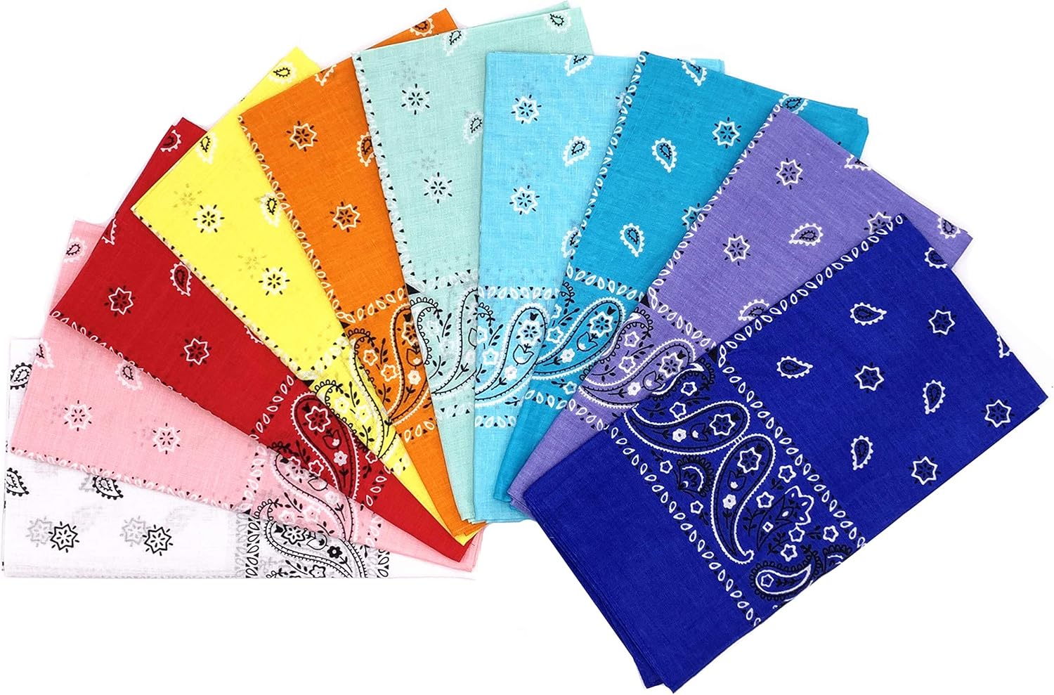 Vamqor 100% Cotton 10 Pack Fine Bandanas Summer Assorted