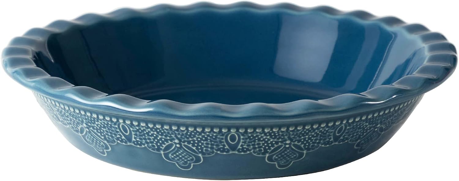 Fun Elements Pie Pan, Unique 9 Inch Ceramic Pie Dish, Affordable Deep Dish Pie P...