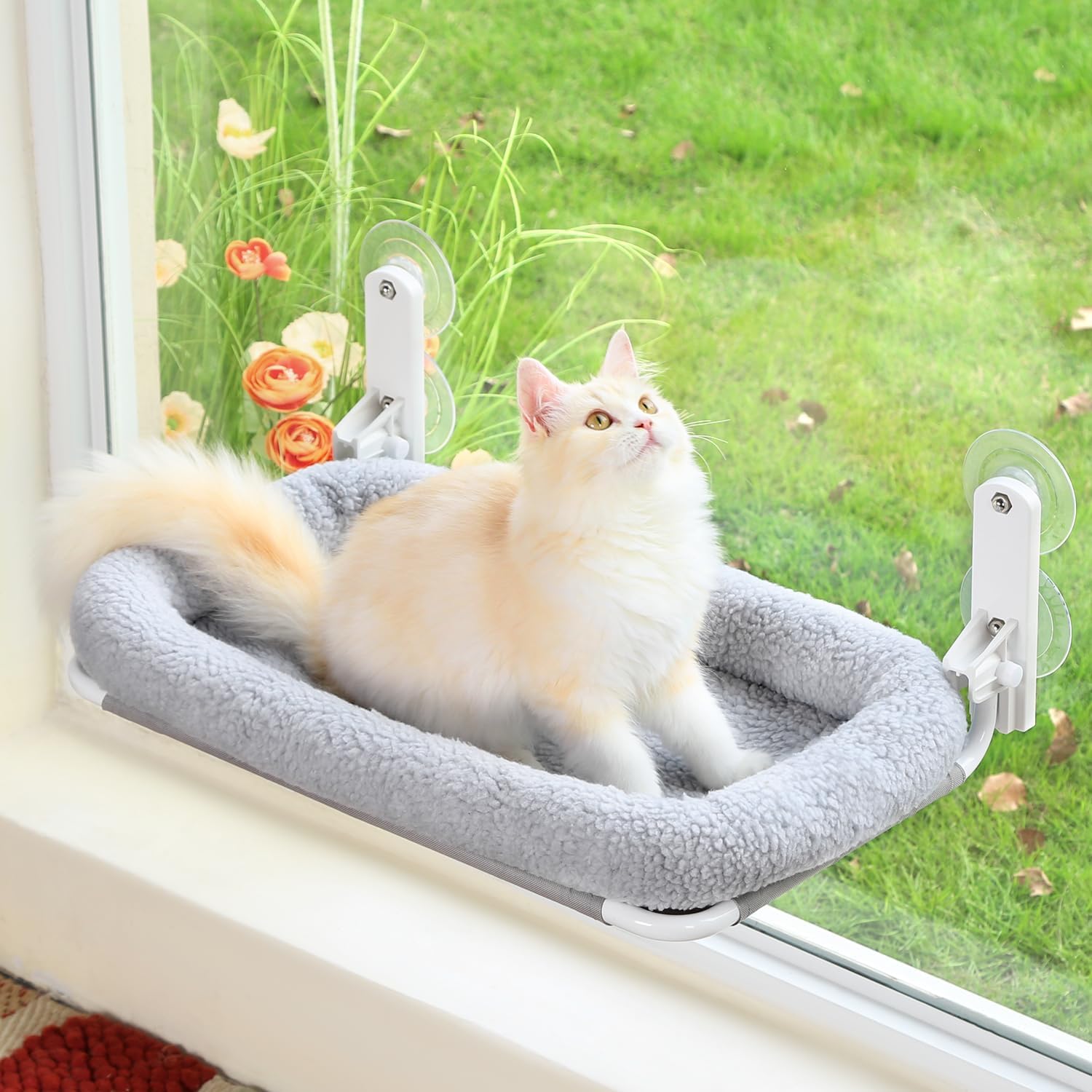 Easy Foldable Cat Hammock for Window - Cordless, Embeded Machine Washable Padded...