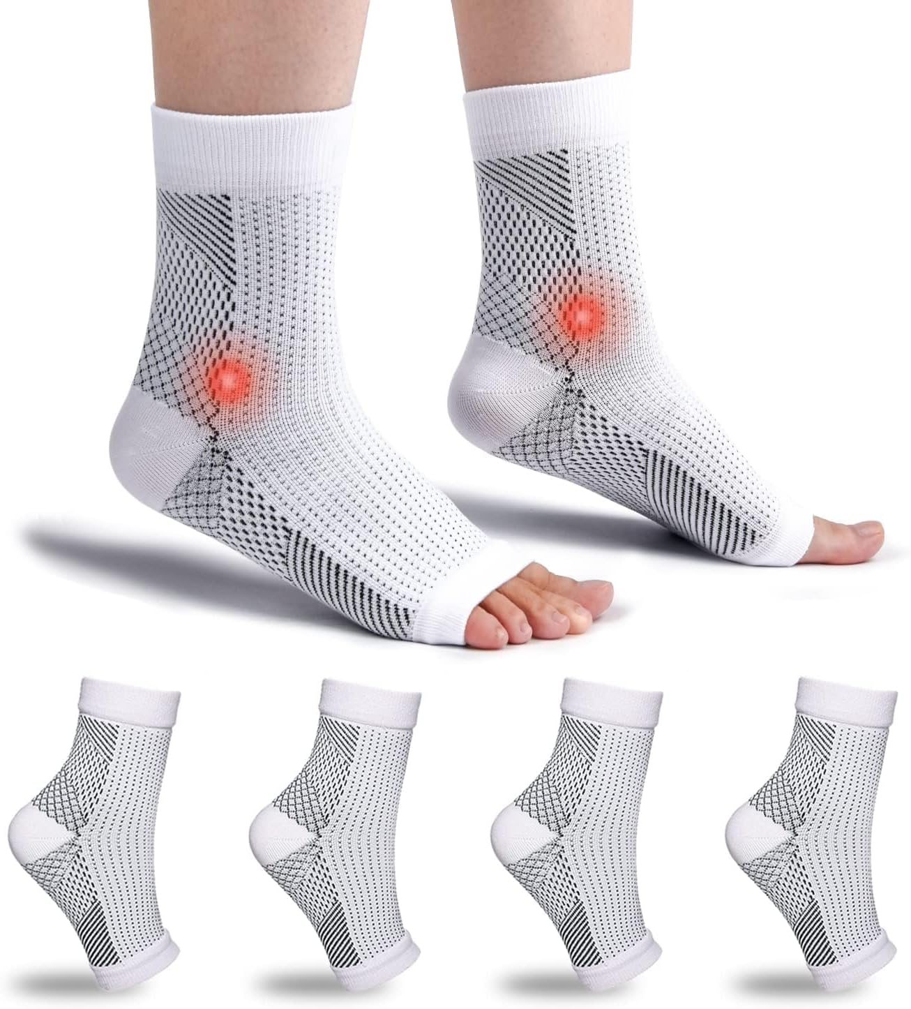 Home Holic 4 Pairs Plantar Fasciitis Socks Neuropathy Socks Ankle Compression So...