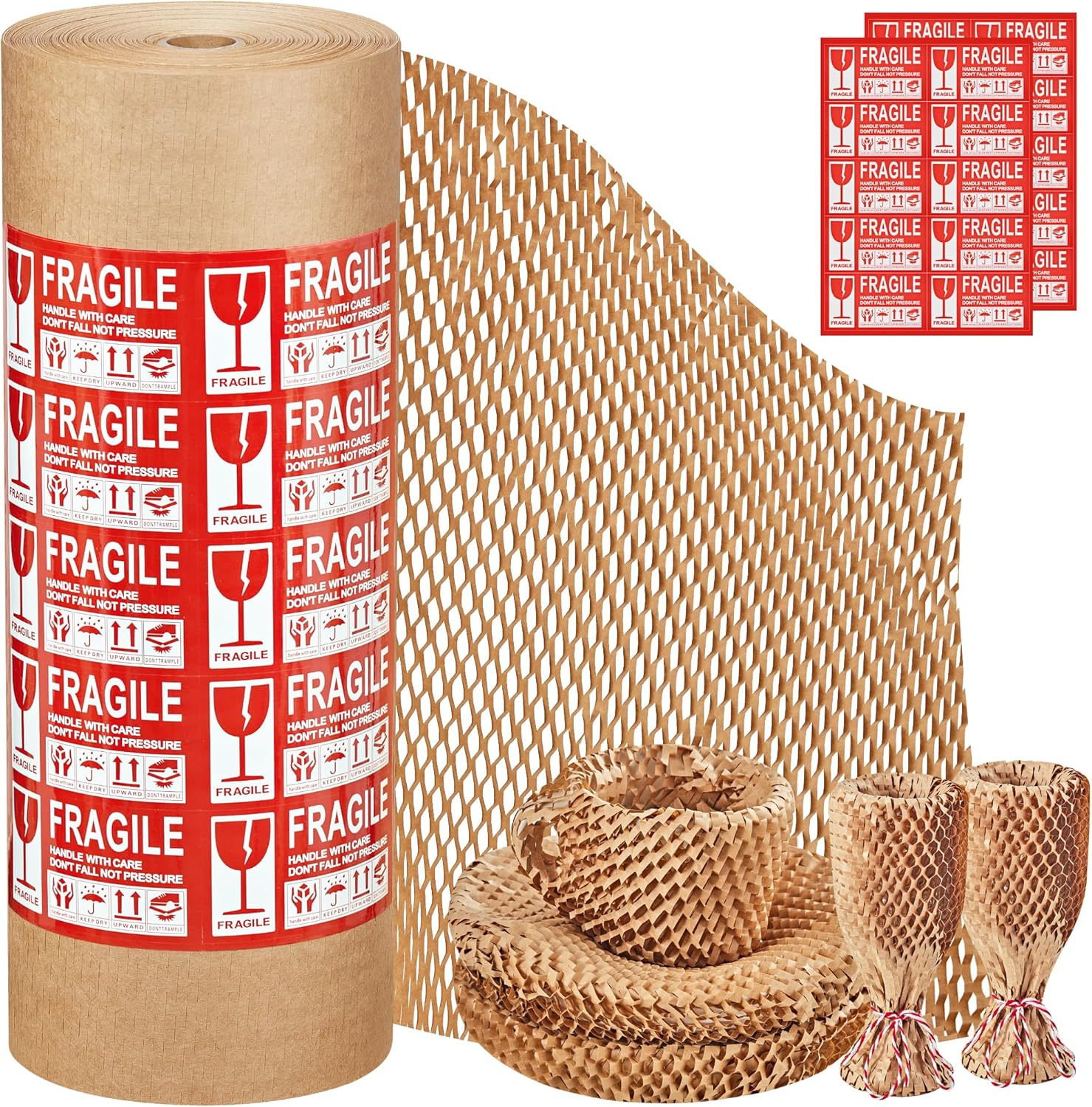 JARLINK Honeycomb Packing Paper, 15"x 412' Bubble Packing Wrap for Packing/Shipp...