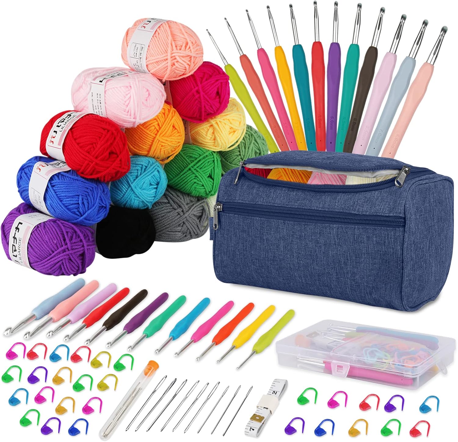 Crochet Kit Crochet Kits for Beginners Adults 15Pcsx25g Crochet Yarns Ergonomic...