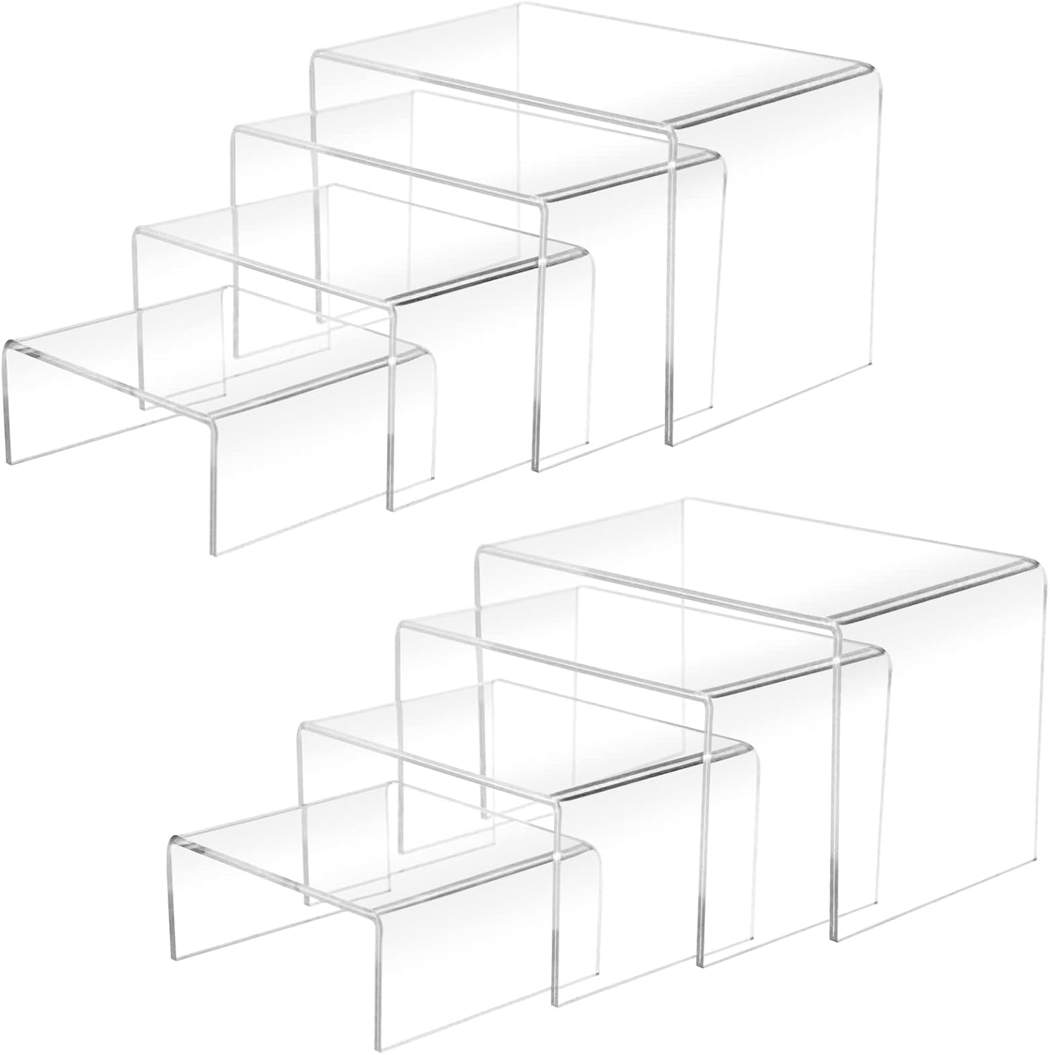 8Pcs Acrylic Display Risers(6",5",4"3") Clear Product Stand,Cupcakes Holder Dess...