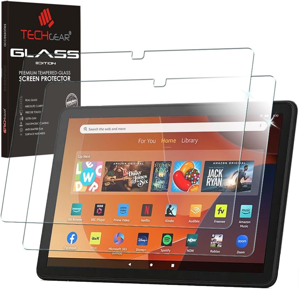 TECHGEAR [2 Pack Tempered Glass Screen Protector for All-New Amazon Fire HD 10 /...