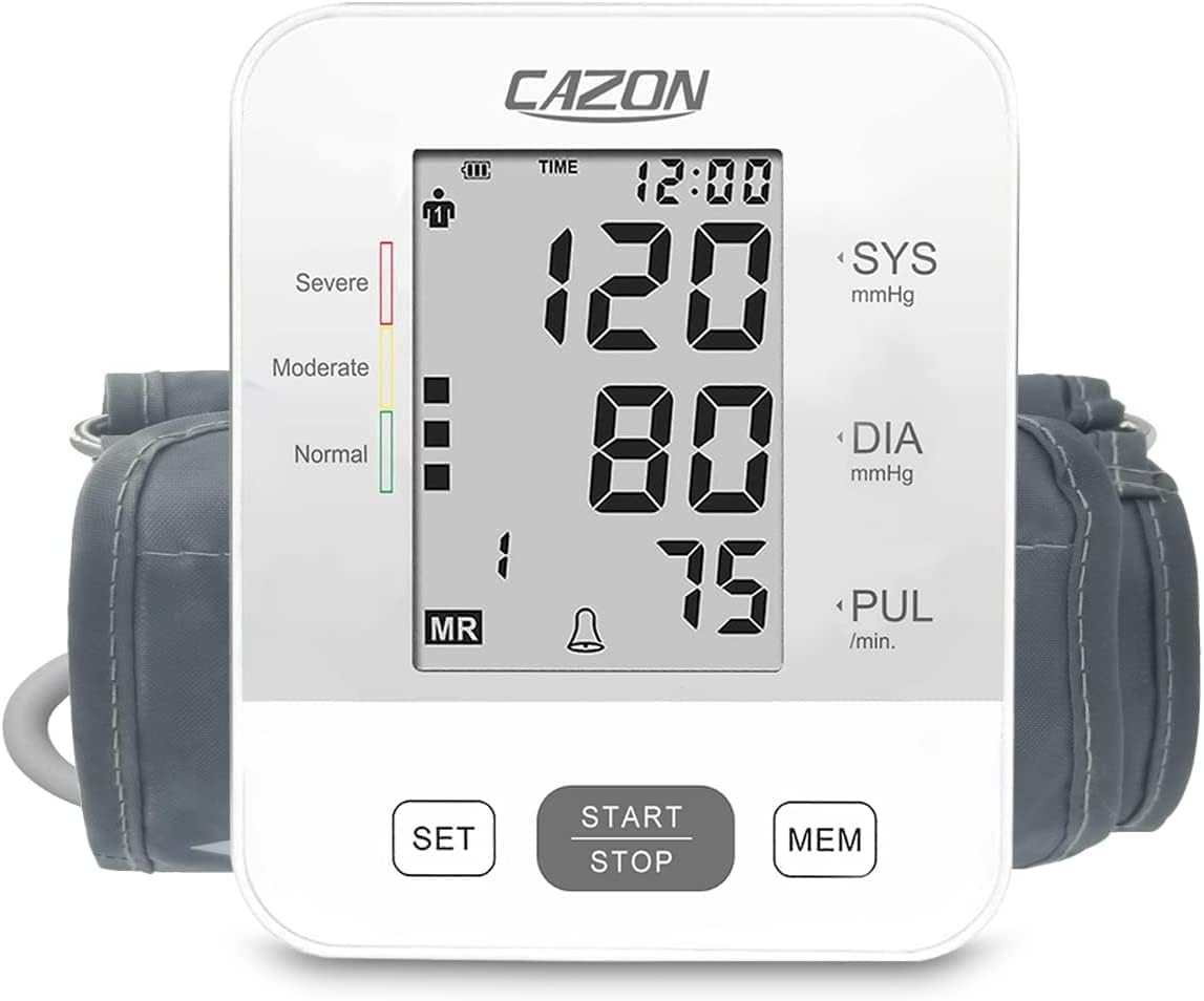 CAZON Blood Pressure Monitor Upper Arm BP Machine for Home Use BP Cuff Kit Pulse...