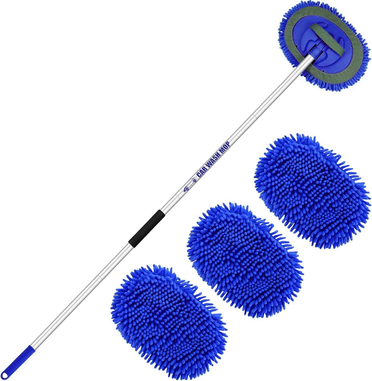 160cm 63” Long Handle Car Wash Brush Microfibre Extendable Cleaning Mop Mitt for...
