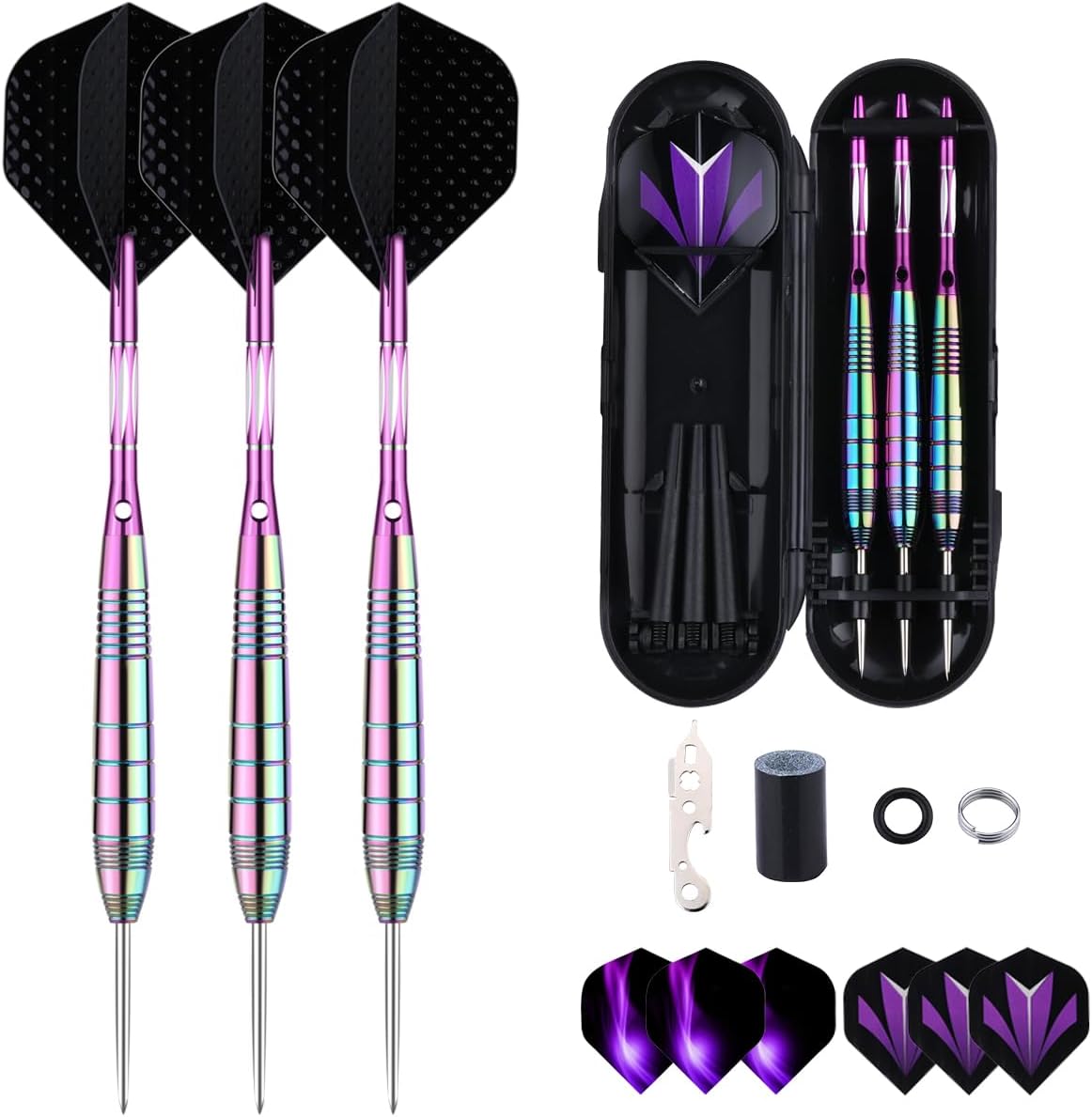 sanfeng Professional 3 Pack 22g, 23g, 24g, 27g Steel Tip Darts Set With Darts St...