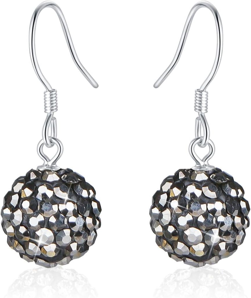 RIVERTREE Crystal Ball Earrings, Special Stud Earrings with 925 Sterling Silver,...